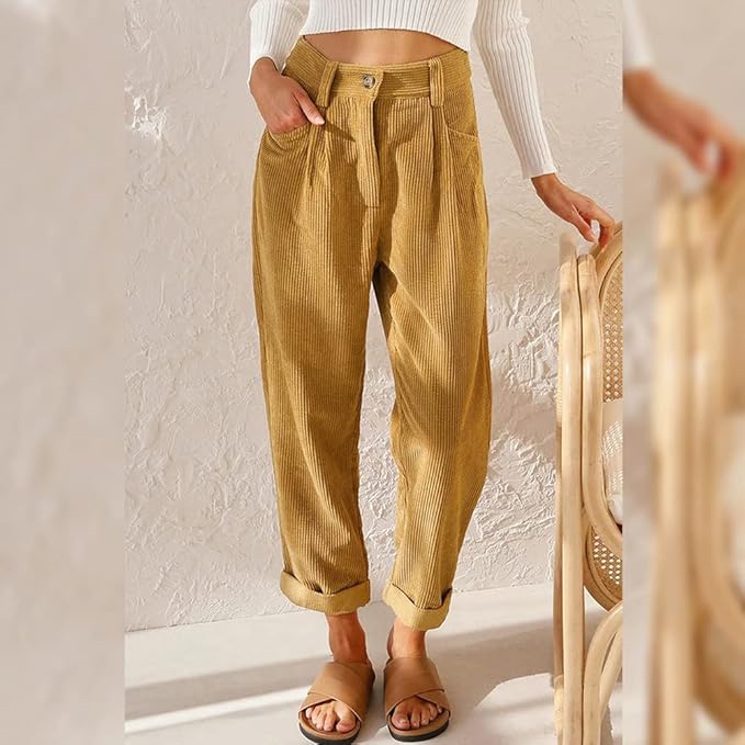 MANDY | KOMFORTABLE HØJTALEDE KORDUROYPANTS