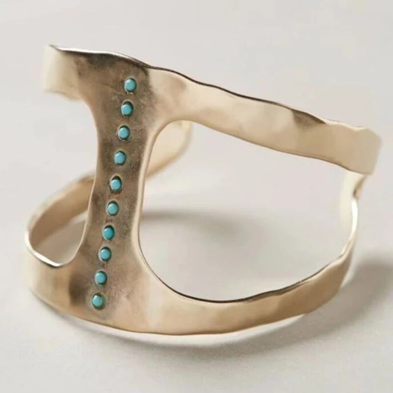 Vintage Åben Ring med Indlagte Tyrkise Sten