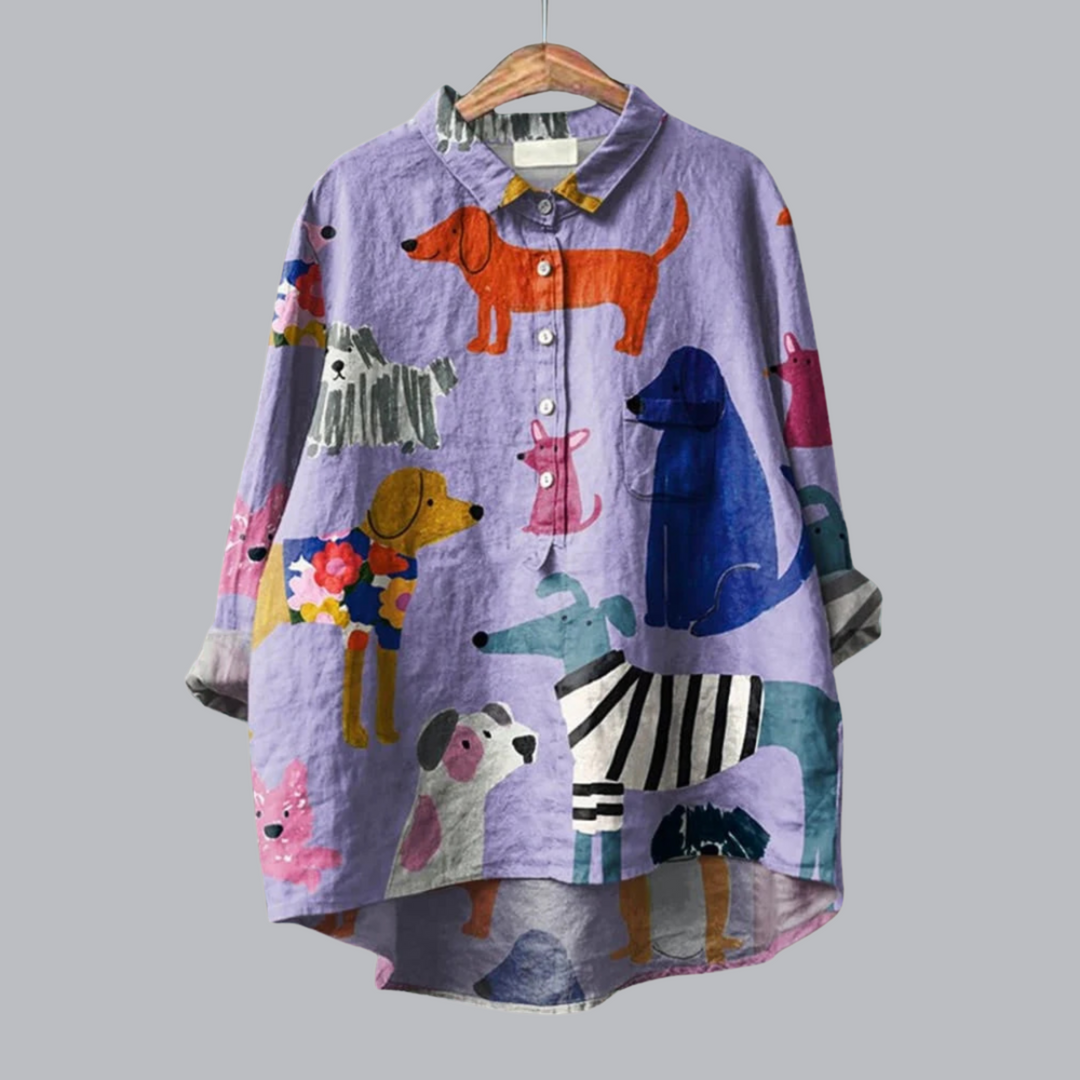 Annelie™ | T-Shirt med kunstnerisk hunde-print til dyreelskere