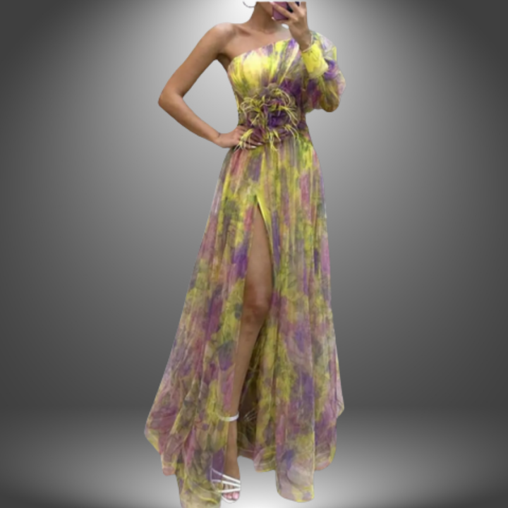 Addison | Livlig One-Shoulder Floral Maxi Kjole