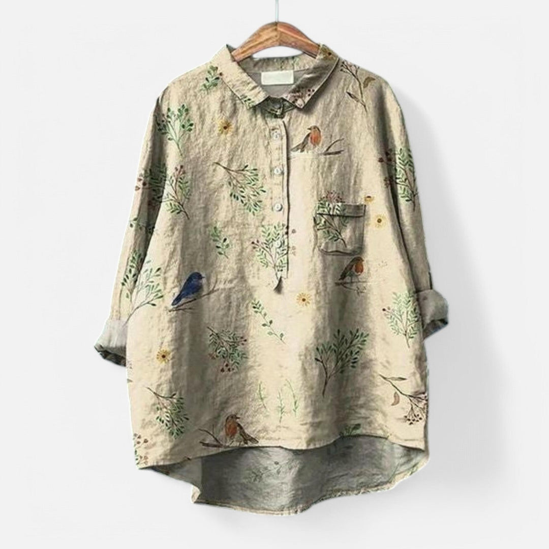 Agnete™ | Stilfuld Løs Pasform Blomstret Bluse