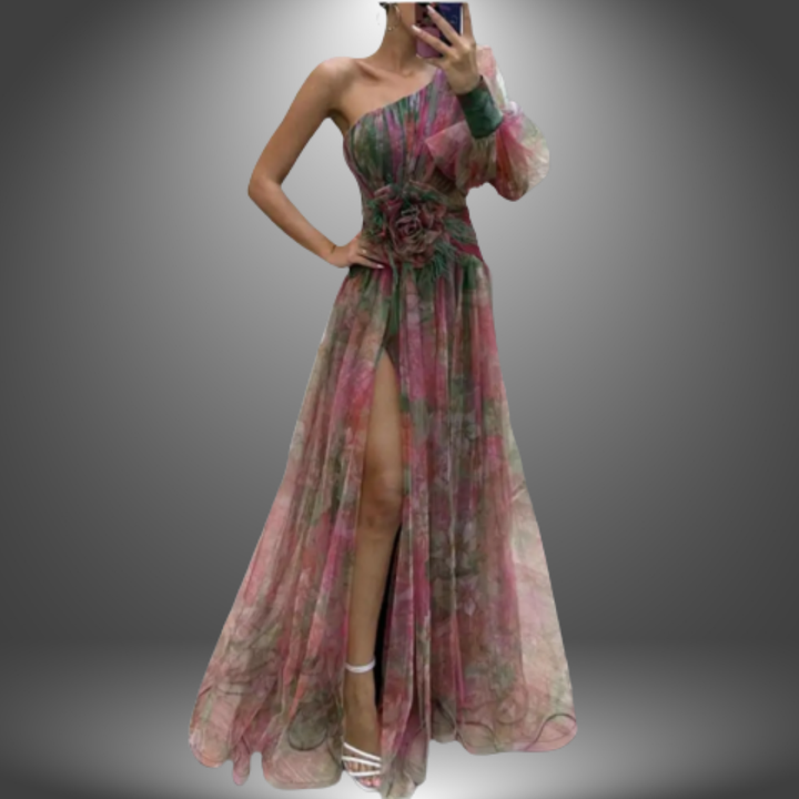 Addison | Livlig One-Shoulder Floral Maxi Kjole