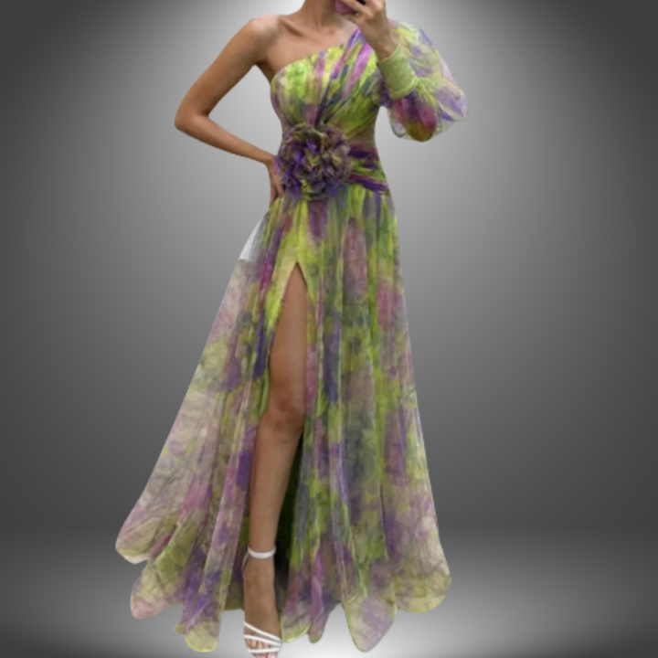 Addison | Livlig One-Shoulder Floral Maxi Kjole