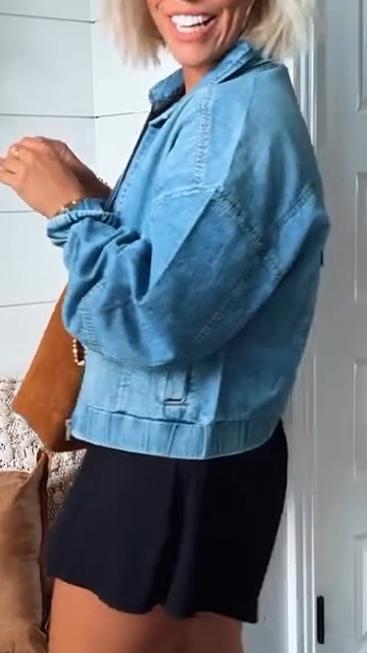 Valentina | Tidløs Denim Zip Jakke