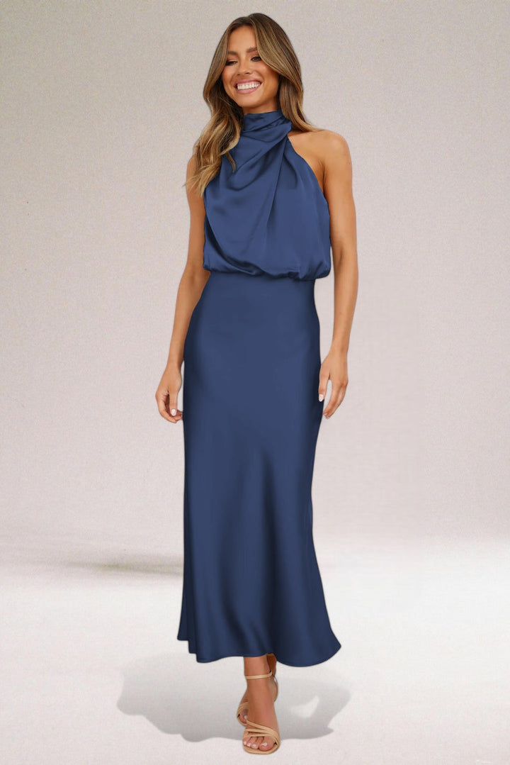 Bodil® | Glamour kjole i satin med halterneck