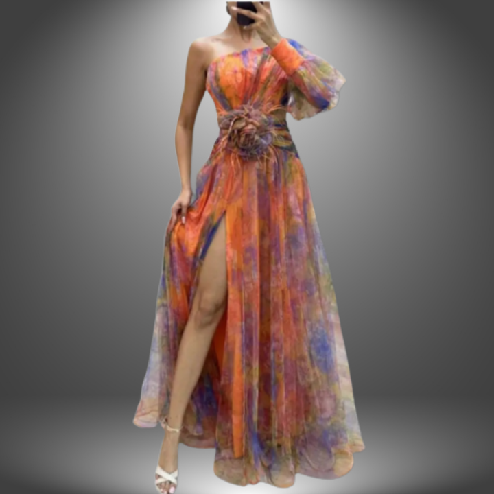 Addison | Livlig One-Shoulder Floral Maxi Kjole