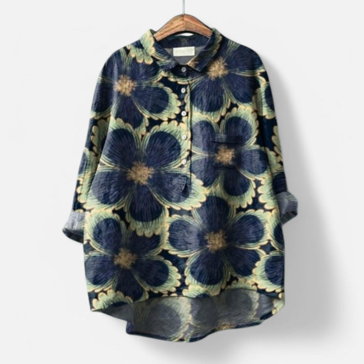 Agnete™ | Stilfuld Løs Pasform Blomstret Bluse