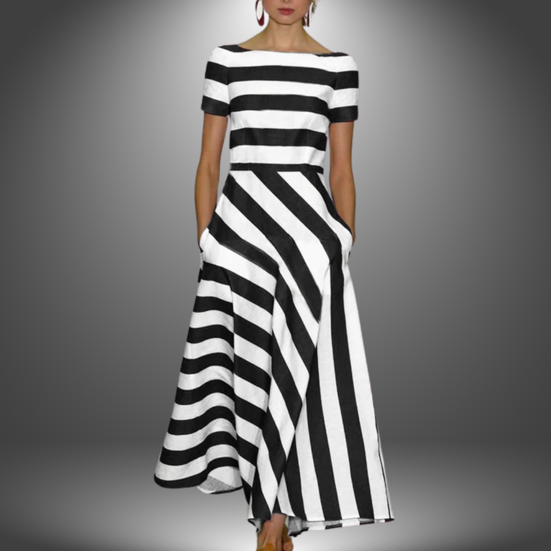 Alma | Stribet A-Line Maxi Kjole