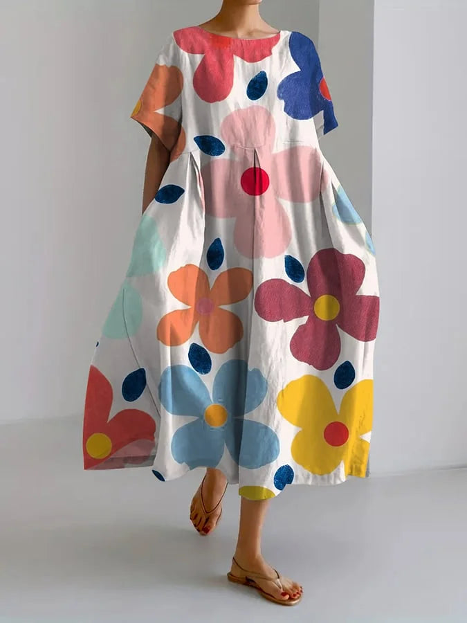 Eliana - Floral Midi Kjole med Ubekymret Stil