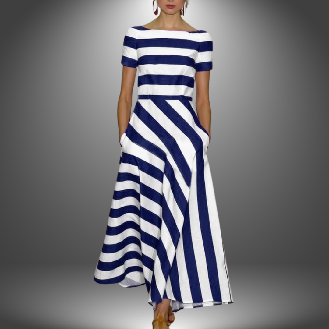 Alma | Stribet A-Line Maxi Kjole