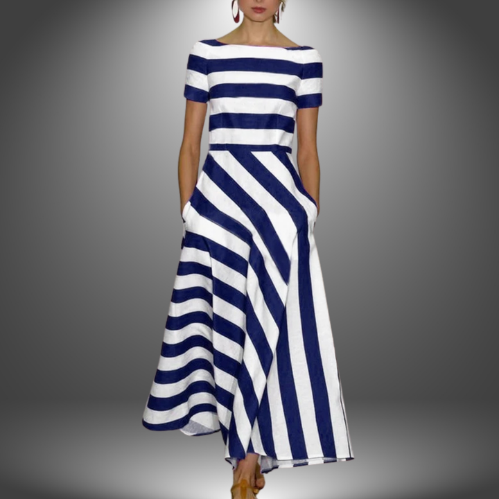 Alma | Stribet A-Line Maxi Kjole