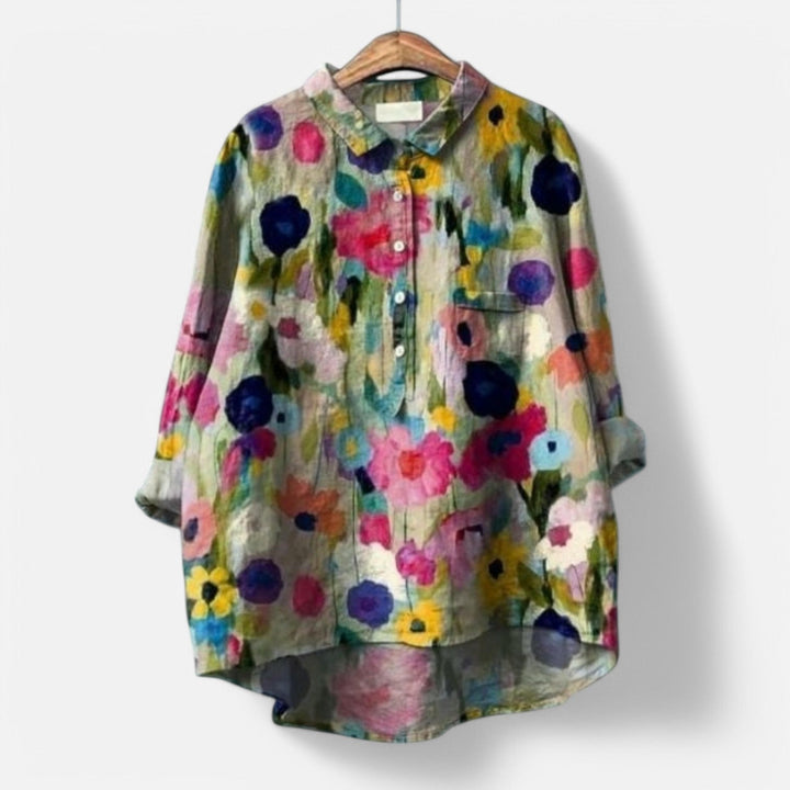 Agnete™ | Stilfuld Løs Pasform Blomstret Bluse