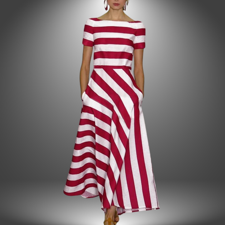 Alma | Stribet A-Line Maxi Kjole