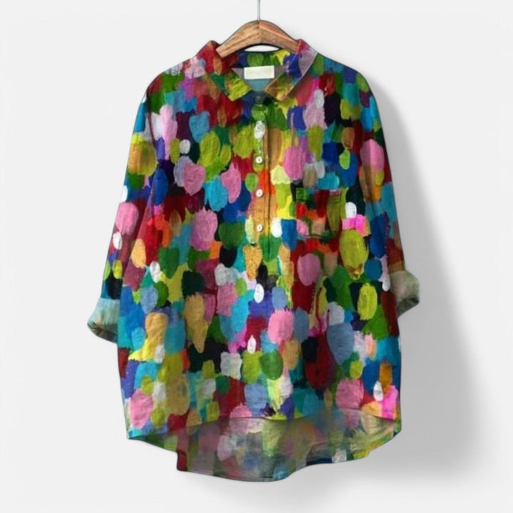Agnete™ | Stilfuld Løs Pasform Blomstret Bluse