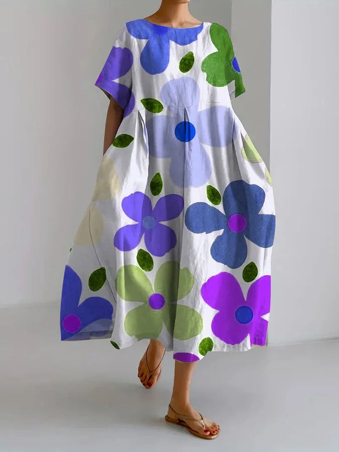 Eliana - Floral Midi Kjole med Ubekymret Stil