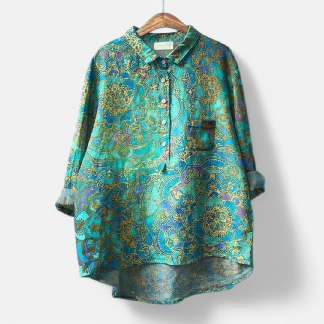 Agnete™ | Stilfuld Løs Pasform Blomstret Bluse
