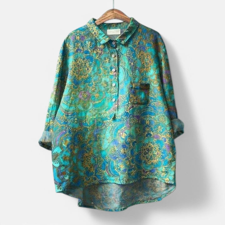 Agnete™ | Stilfuld Løs Pasform Blomstret Bluse