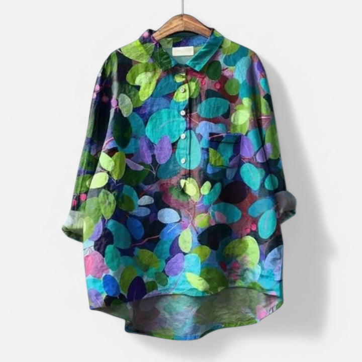 Agnete™ | Stilfuld Løs Pasform Blomstret Bluse