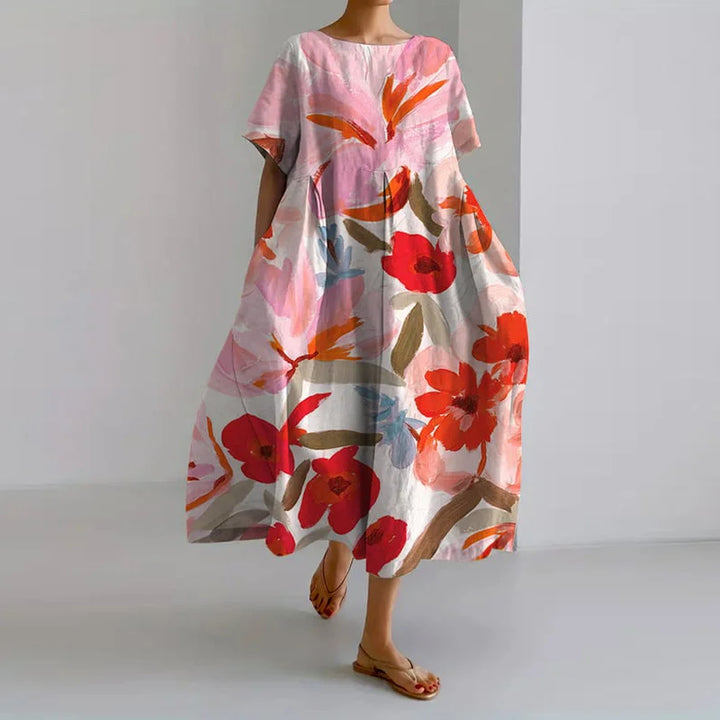 VALENTINA | Sommerkjole med Blomsterprint og Flatterende Snit