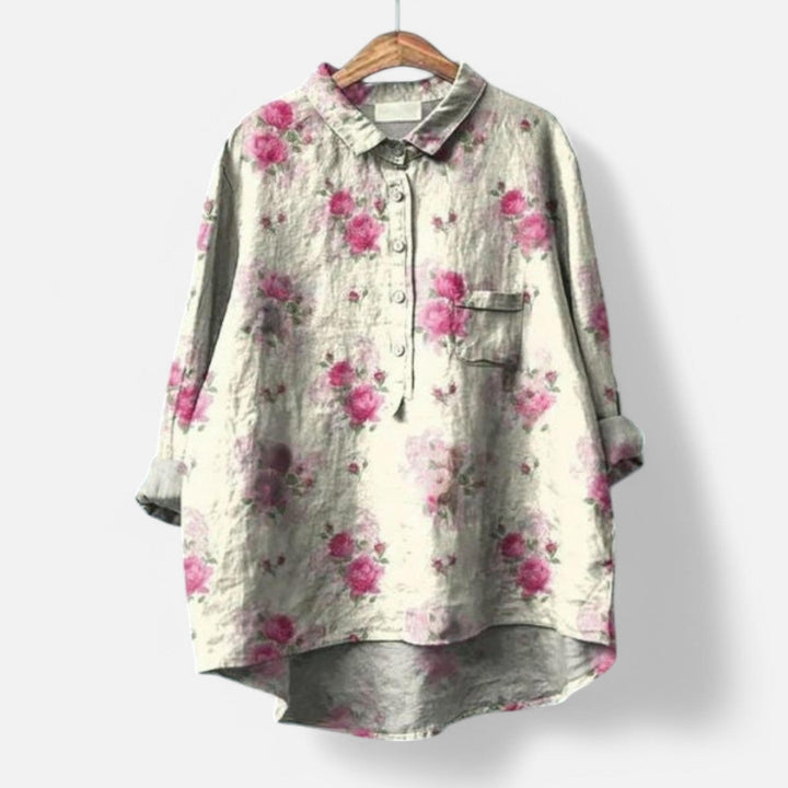 Agnete™ | Stilfuld Løs Pasform Blomstret Bluse