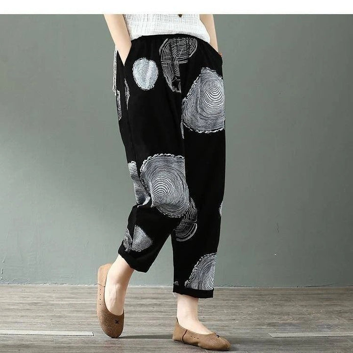 Arianna – Baumwoll Leinen Hose Sommer Print