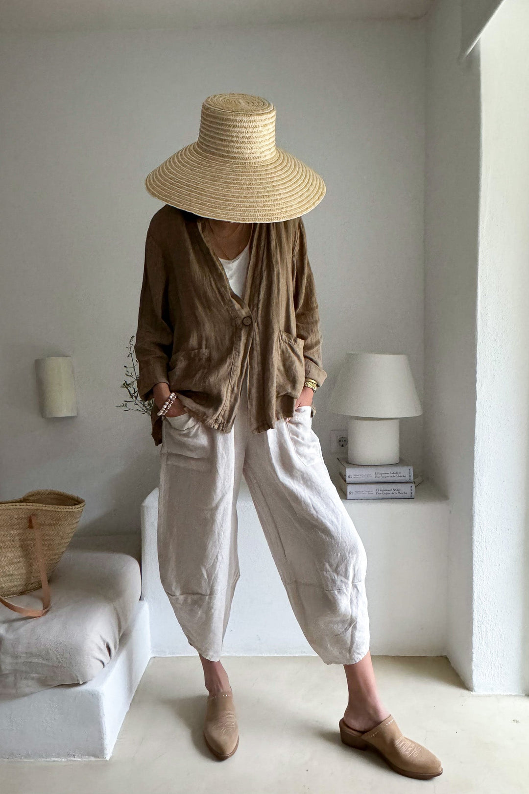 Adalyn hørjakke, savanna