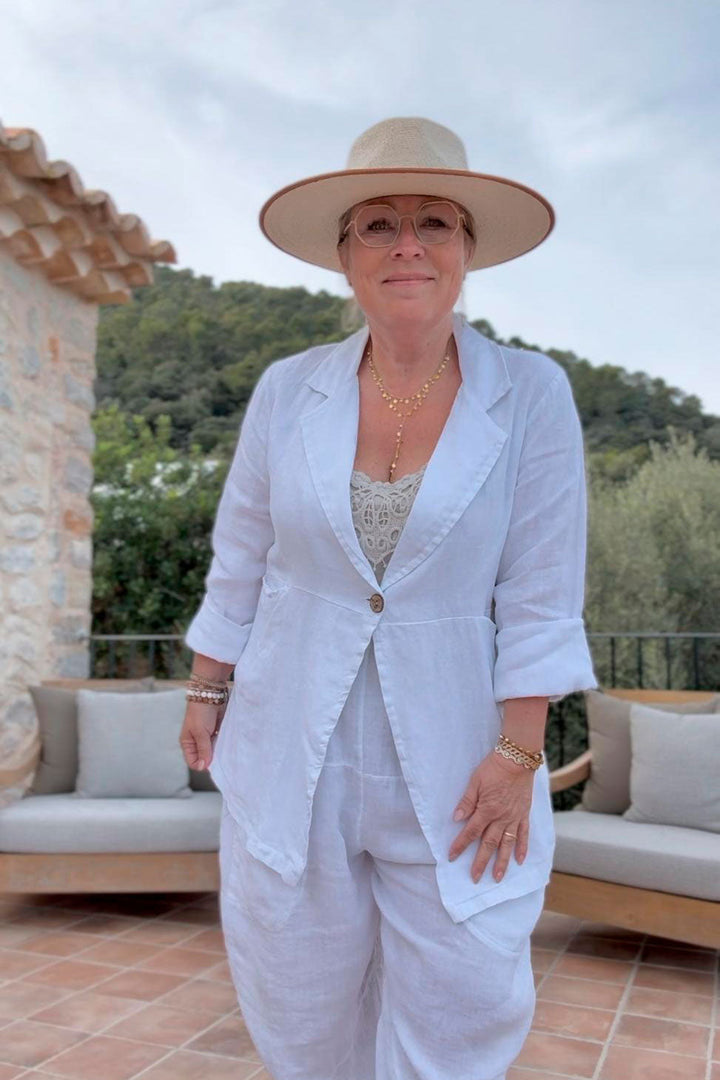 Eleanor hørjakke, hvid