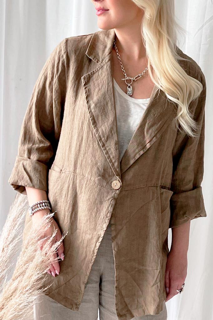 Eleanor hørjakke, karamel