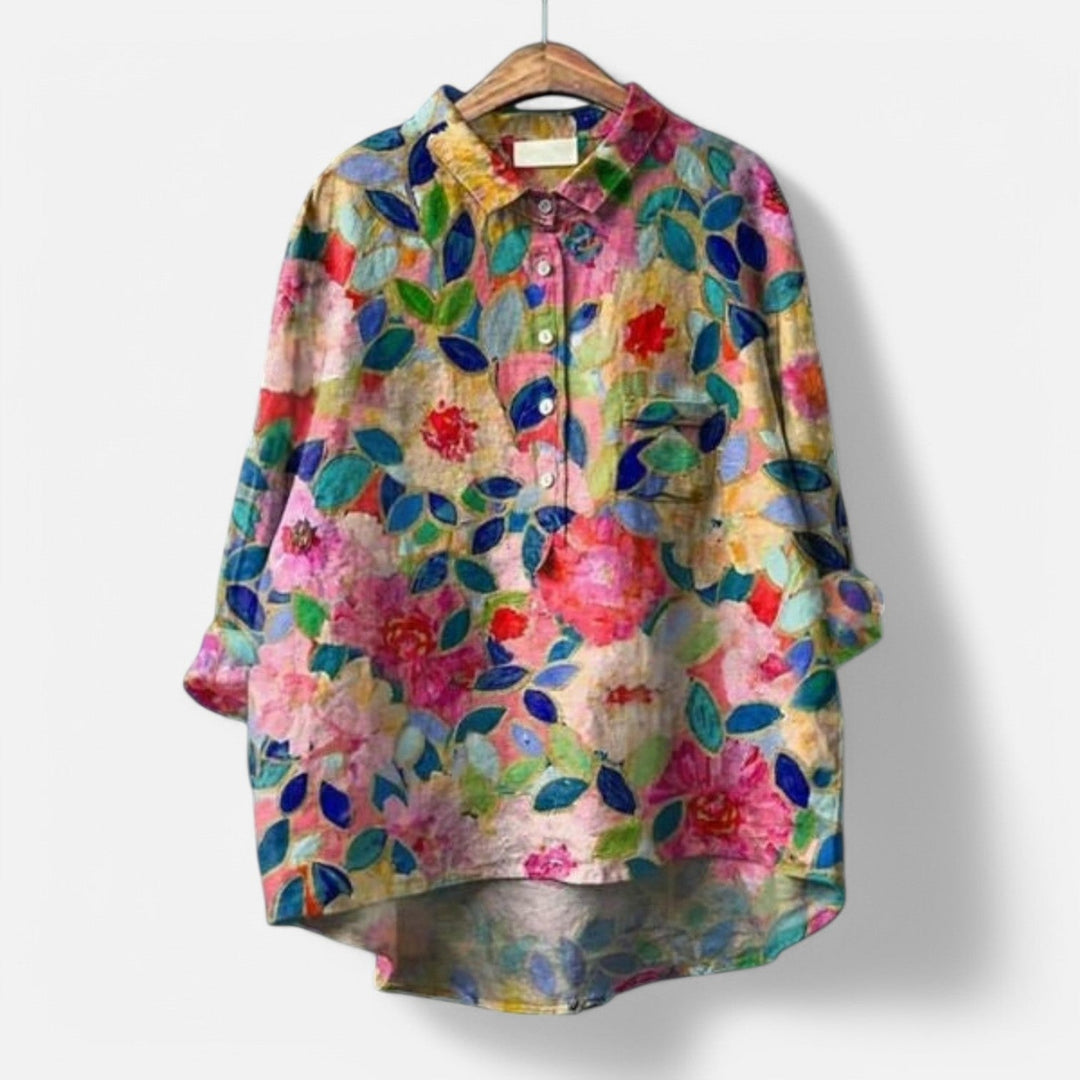 Agnete™ | Stilfuld Løs Pasform Blomstret Bluse