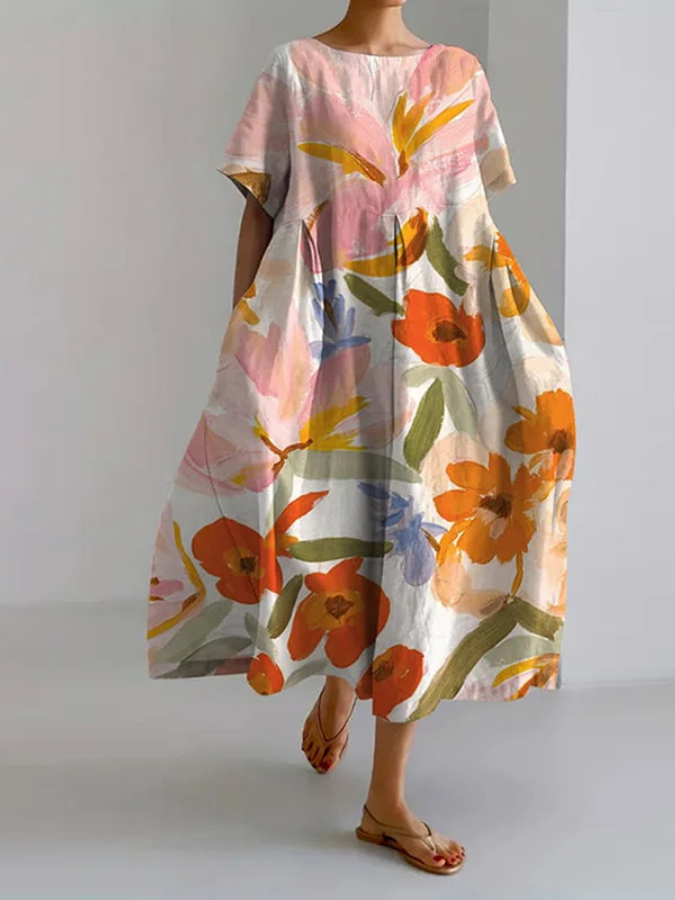 VALENTINA | Sommerkjole med Blomsterprint og Lækkert Snit