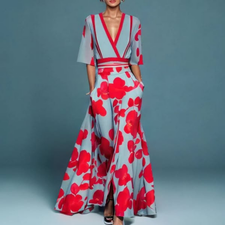 Michelle™ - Elegant Blomstret Wrap Kjole