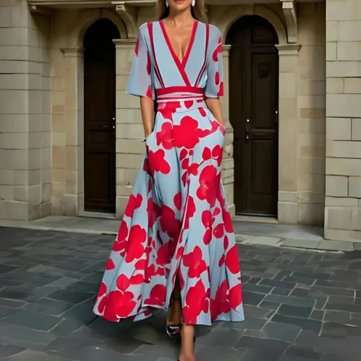 Michelle™ - Elegant Blomstret Wrap Kjole