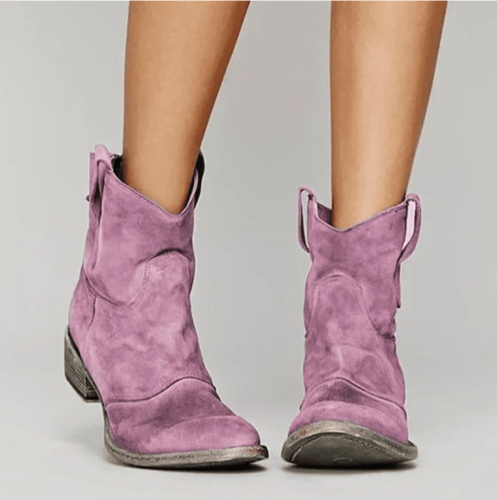 ELENA | Stilfulde Suede Støvler med Western-touch