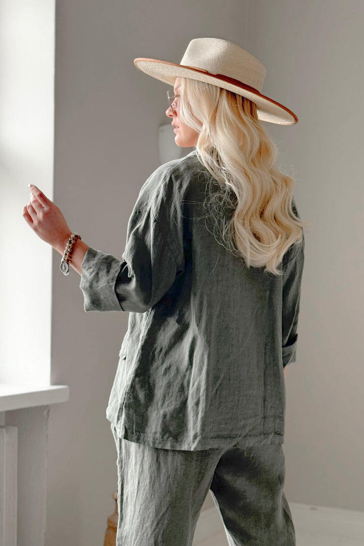 Weekend linnedblazer, camo