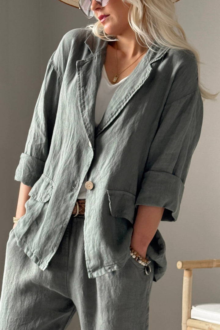 Weekend linnedblazer, camo