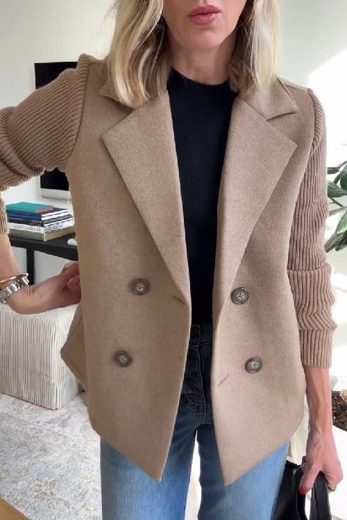 Amora | Elegant Blazer med Strikkede Ærmer