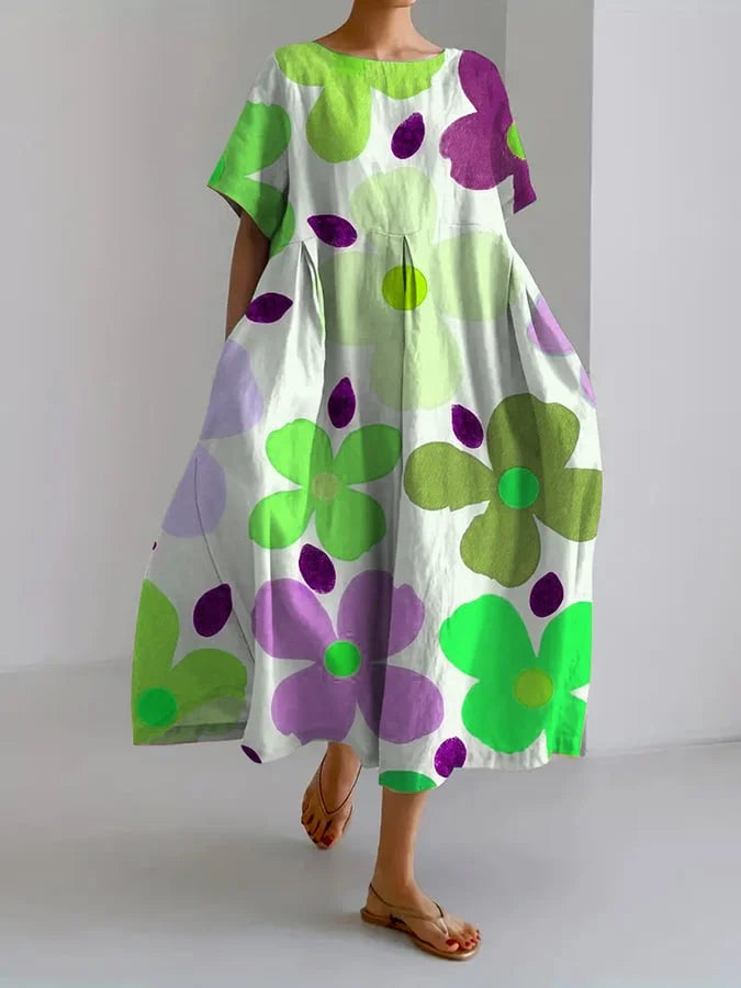 Eliana - Floral Midi Kjole med Ubekymret Stil