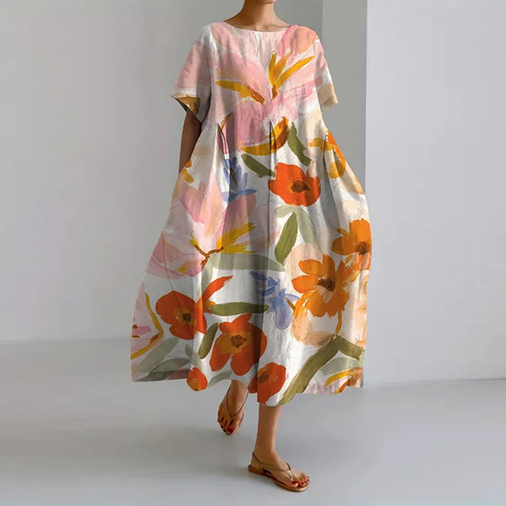 VALENTINA | Sommerkjole med Blomsterprint og Flatterende Snit