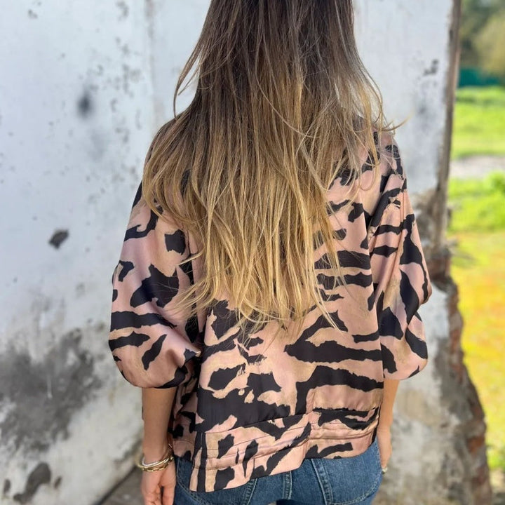 Zaira™ | Forårsjakke med Zebra-Mønster og Lynlås