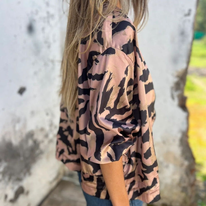 Zaira™ | Forårsjakke med Zebra-Mønster og Lynlås