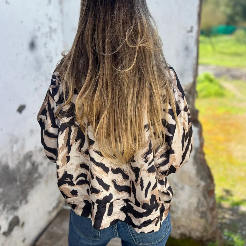 Zaira™ | Forårsjakke med Zebra-Mønster og Lynlås