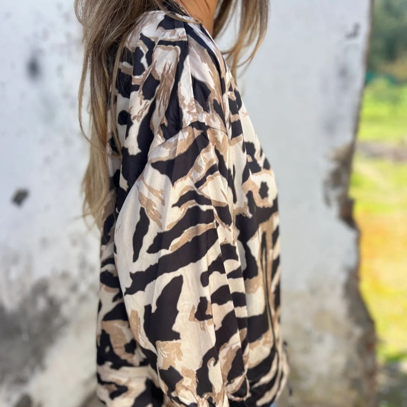 Zaira™ | Forårsjakke med Zebra-Mønster og Lynlås