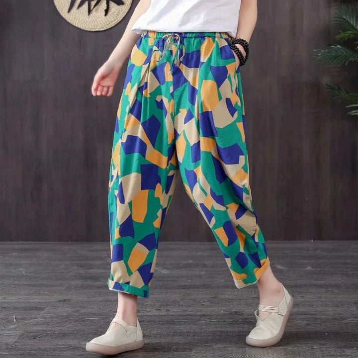Arianna – Baumwoll Leinen Hose Sommer Print