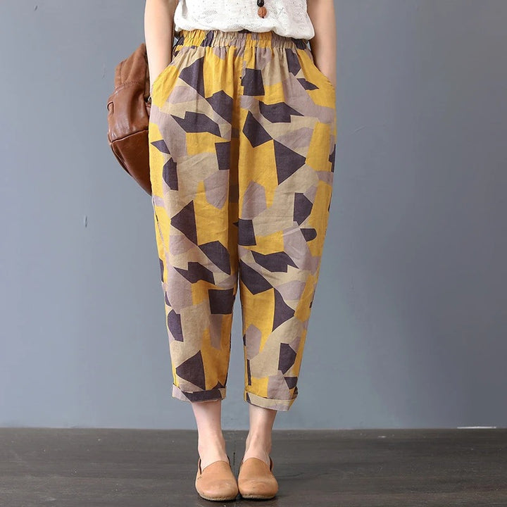 Arianna – Baumwoll Leinen Hose Sommer Print