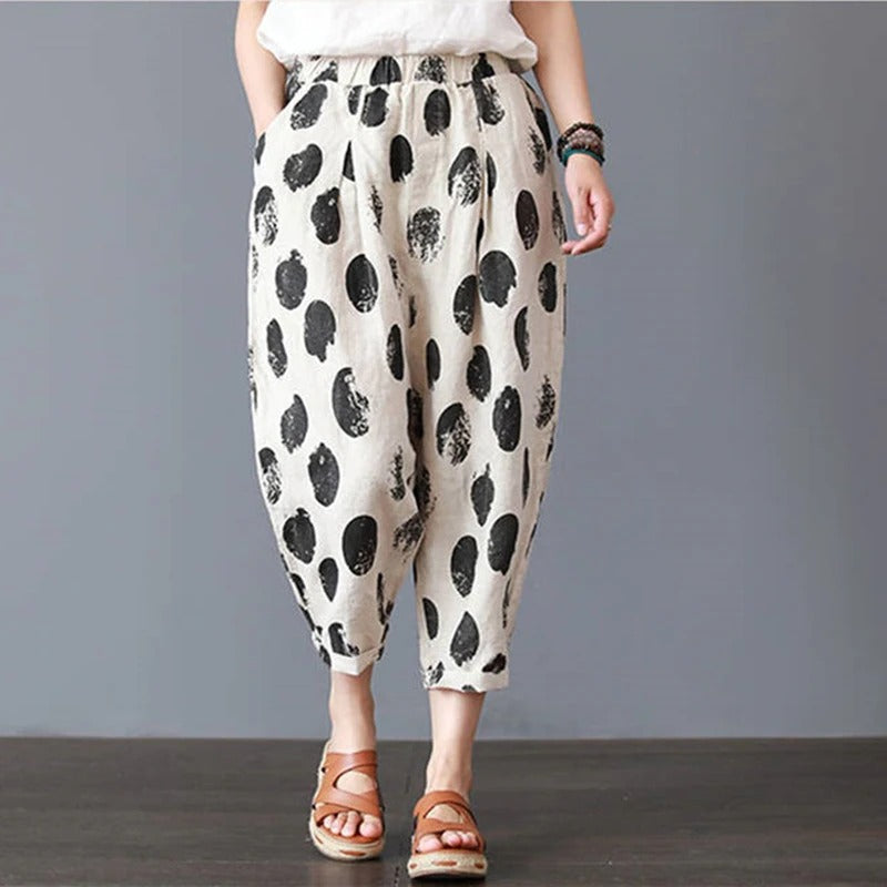 Arianna – Baumwoll Leinen Hose Sommer Print
