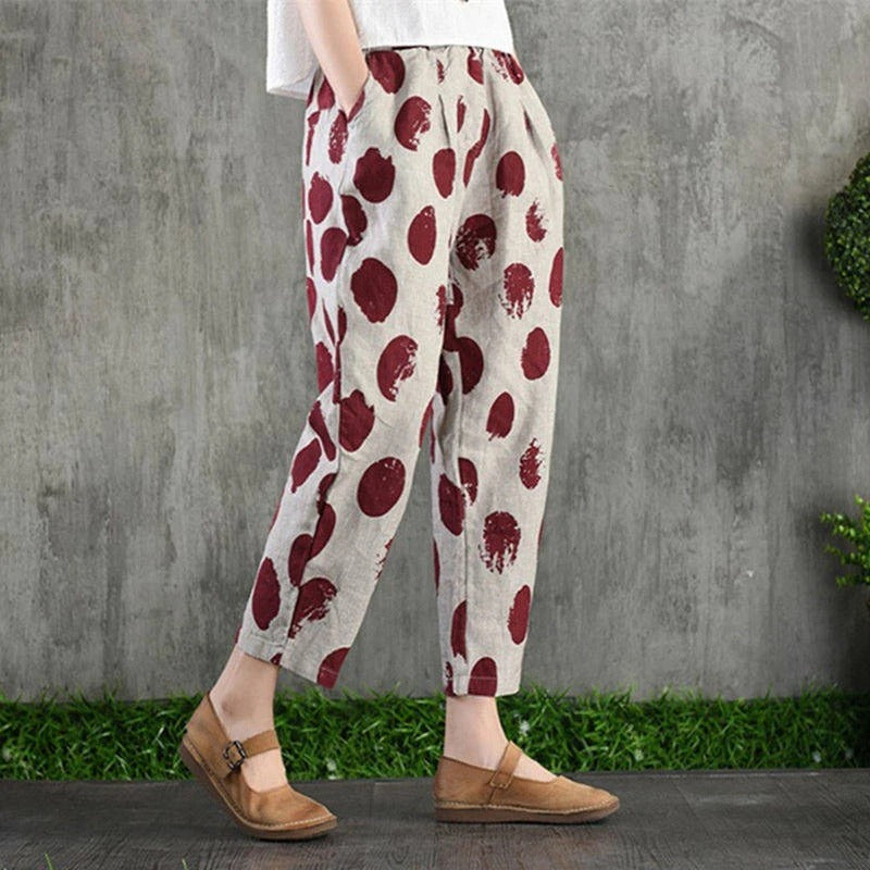 Arianna – Baumwoll Leinen Hose Sommer Print