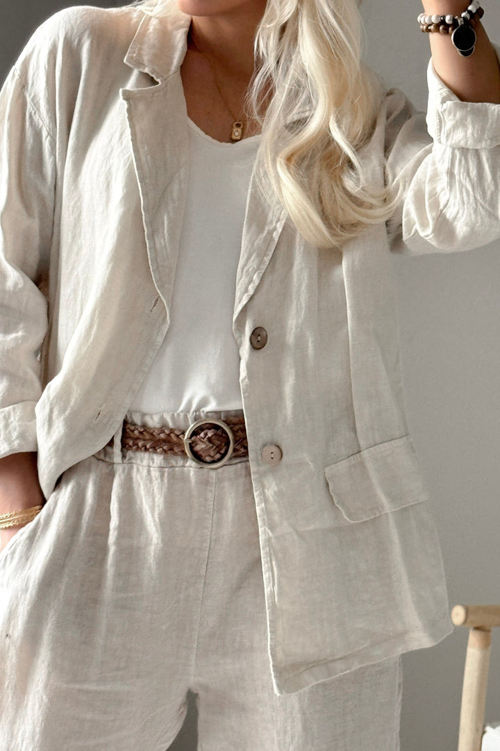 Weekend linnedblazer, sand