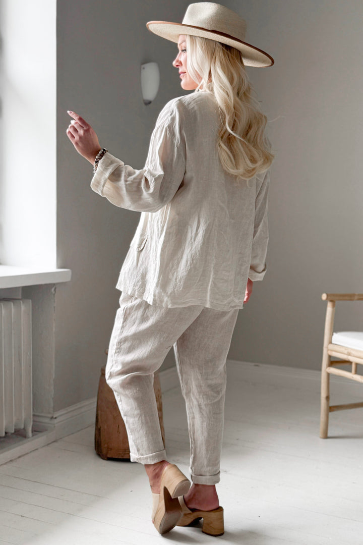 Weekend linnedblazer, sand